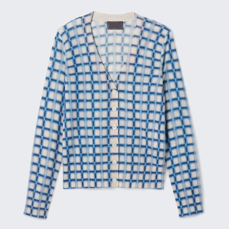 Spring Print Cashmere Cardigan Sweater V-Neck Women Clothing – Sweater and Cardigan price|S