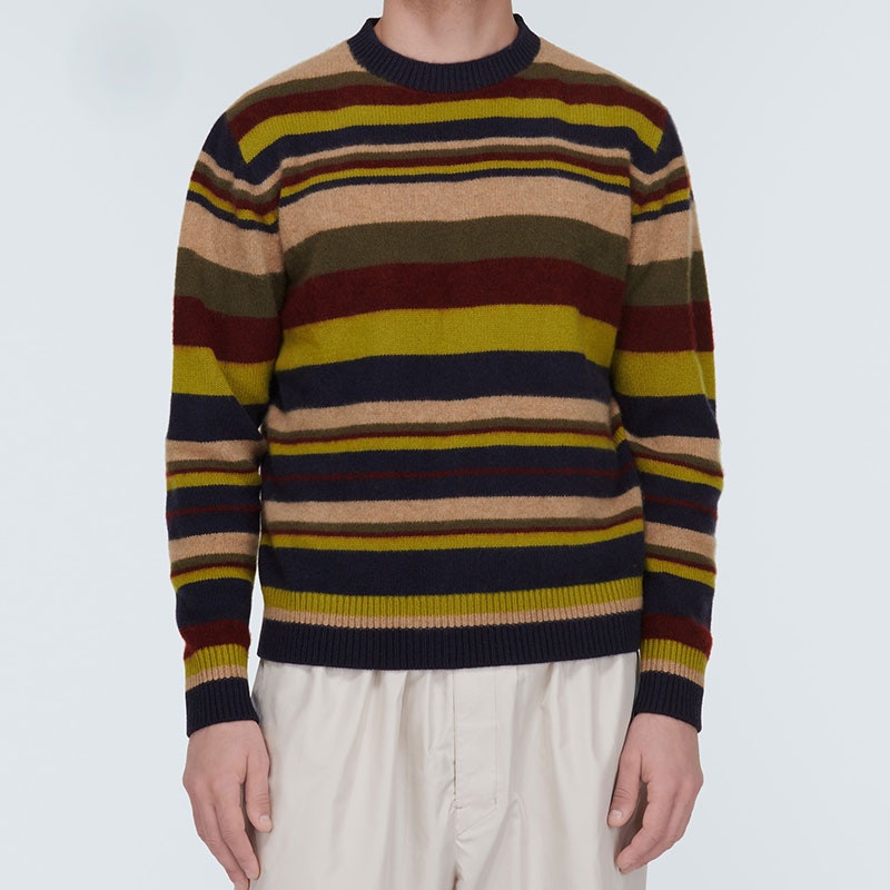 Support to Sample Customized Winter Multi-Color Splicing Jumper Pullover Warm Striped Sweater Ribbed Knit Sweater for Men – Mens Sweater and Striped Sweater price|S, S/M/L/Customized Size