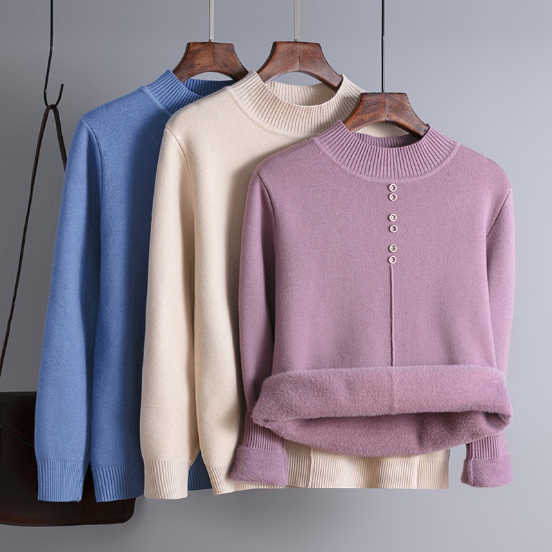 Turtleneck Pullover Girl Knitted Fashion Sweater Pullover Tops Fashionable Free Size Women Black Basic Sweaters – Women Clothes and Clothing price|Free Size