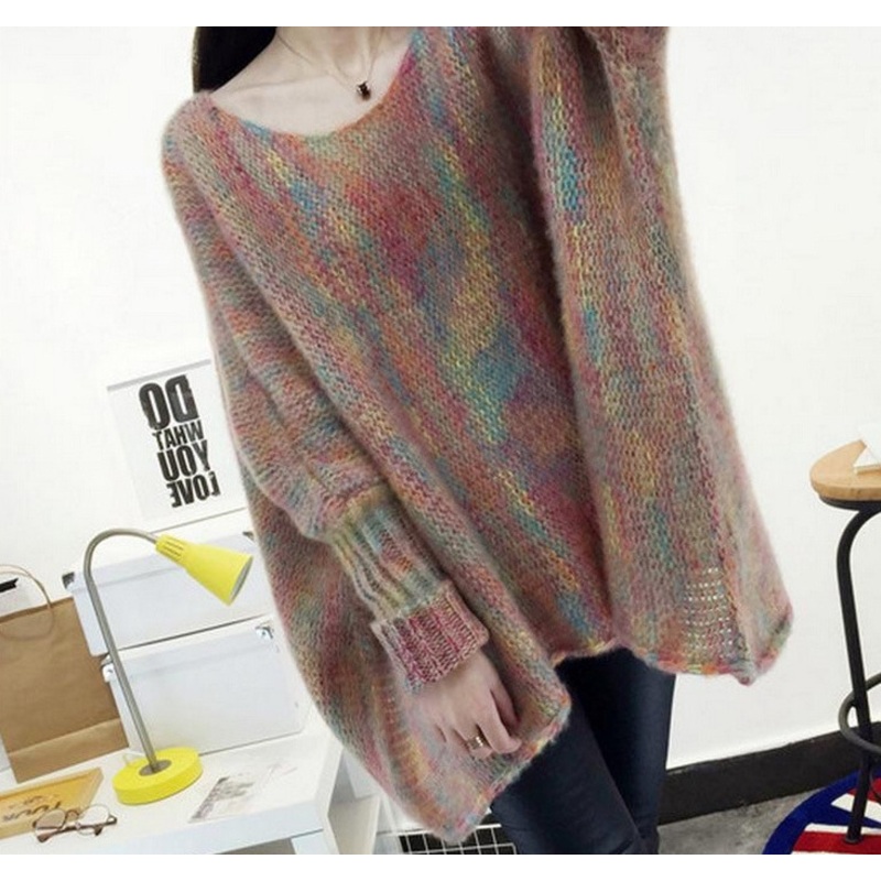Winter Women Colorful Bat Sleeve Cloak Loose Long Sweaters (BTQ209) – Knitted Sweater and Women Sweater price|S