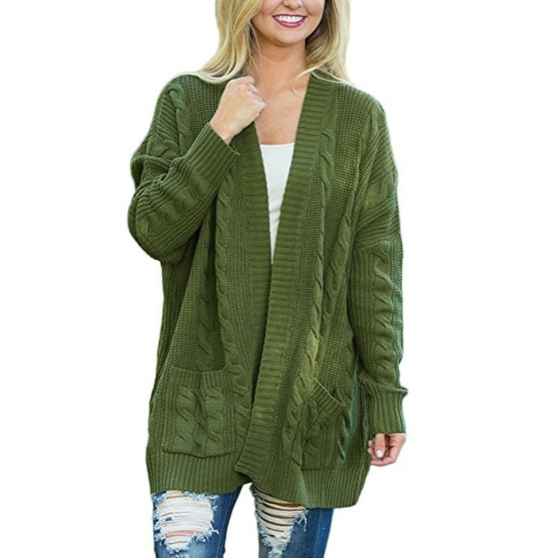 Women Fashion Clothes Pure Color Twist Pattern Knit Sweater Women Plus Size Coatigan – Knit Sweater and Clothes price|S