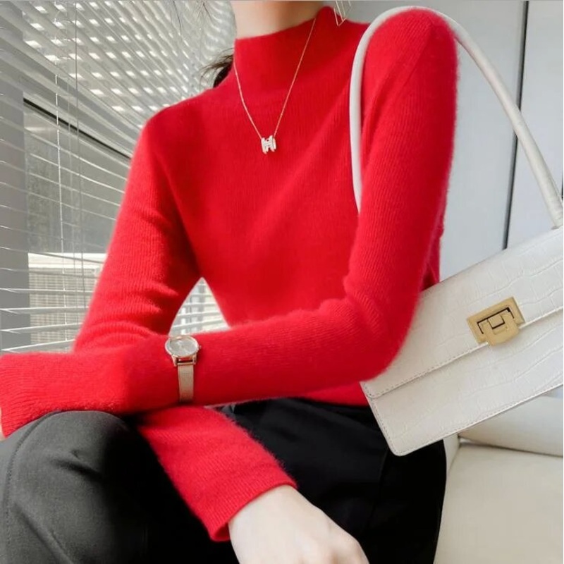 Women S Semi-Turtleneck Slim Bottoming Shirt Tight Pullover Sweater – Sweaters for Women and Womens Sweaters price|S