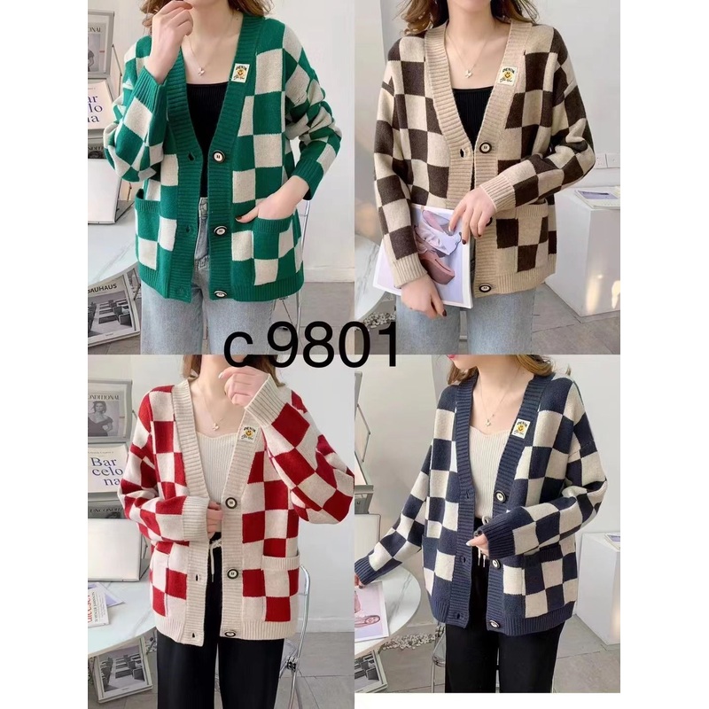 Women Square Jacquard V-Neck Button Cardigan Knitwear Sweater in Stock – Sweater Jumper and Sudaderas price|S
