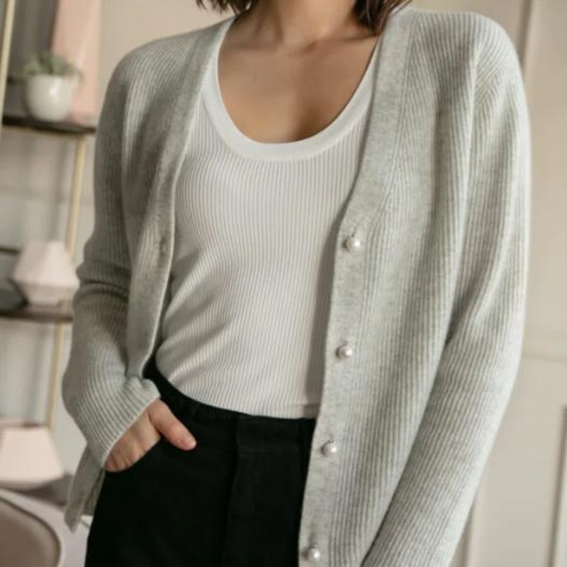 2023 100% Cashmere Women Cardigan Sweater Long Sleeve Button Front Casual Fashion – Cardigan Sweater and Cardigans price|S, Customized