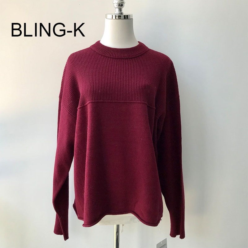 70% Lambswool 30% Nylon Wine Red Knitted Pullover Sweater Women Sweater – Knitting Sweater and Lambswool Sweater price|S