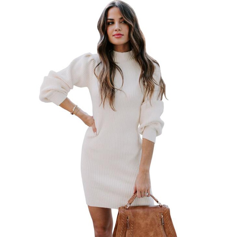 Autumn Ladies Turtleneck Knit Dress Women S Long Sleeve Sweater Dress – Autumn Winter Women Sweater and Fashion Sweater price|S, S, M, L, XL