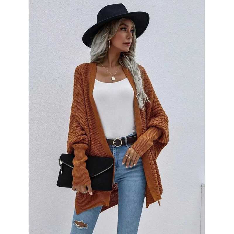 Bat Sleeve Knitted Cardigan Womens MID-Length Womens Sweater – Bat Sleeve and Cardigan price|S