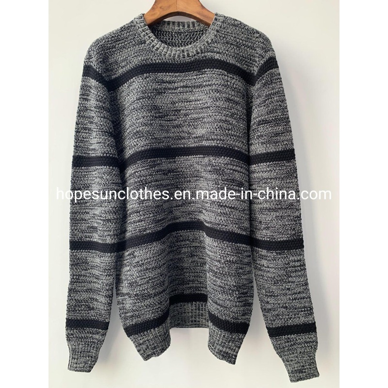 China Factory Man Jacquard Striped Heather Color Pullover Cotton Knitwear Sweater – Sweater and Knitwear price|S