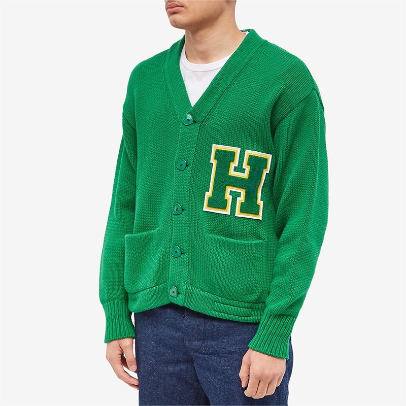 Designer Style Alphabet Towel Embroidery Cardigan Men Single Row of Love Buttons Sweatshirt Men V-Neck Rib Knit Men Sweater – Mens Sweater and Striped Sweater price|S, S/M/L/Customized Size