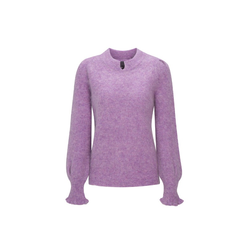 Fashion Designer Ruffled Cuffs Mohair Pullover Wool Women Knitted Sweater for Spring – Knitwear and Clothing price|S