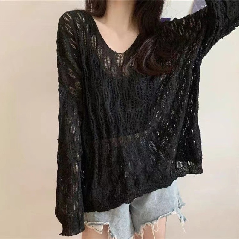 Fashion Lady Girl Breathable Hollow out High Quality Custom Design Wholesale Summer Spring Sun Block Pull Over Sweater – Breathable Sweater and Hollow out Sweater price|S