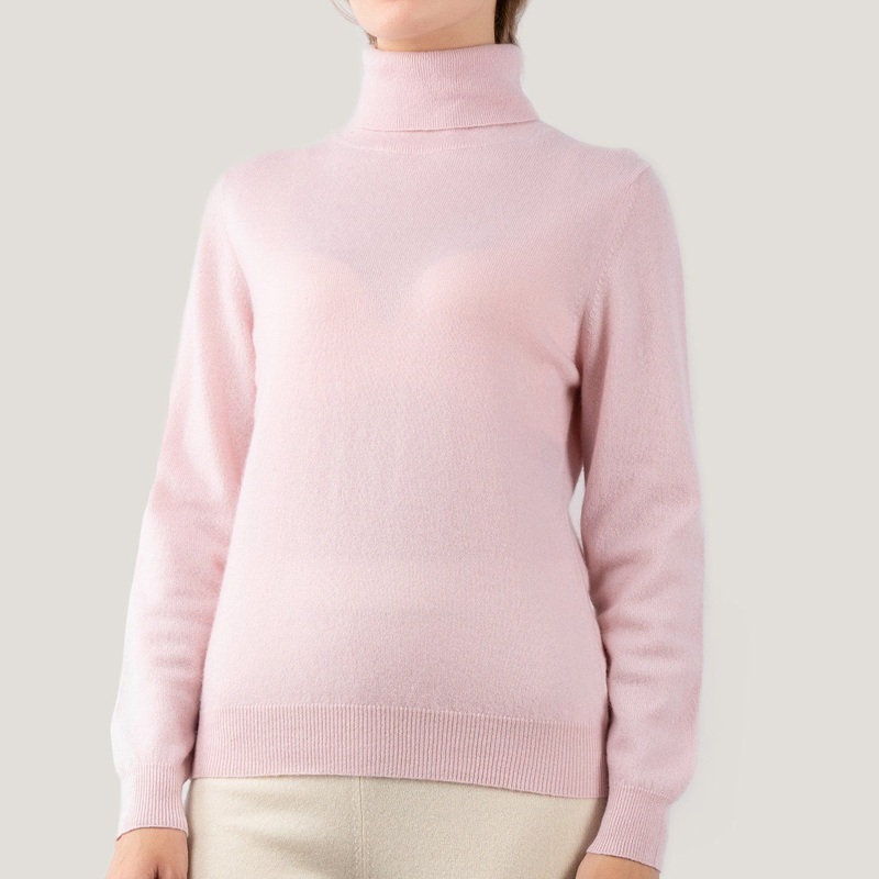 Ladies Cashmere Pink Turtleneck Pullover – Cashmere Sweater and Women Sweater price