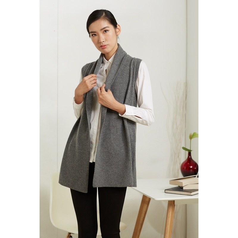 Ladys 100% Cashmere Sweater Vest with V Neck in Grey (CPS115013) – Cashmere Sweater and 100% Cashmere Sweater price|S