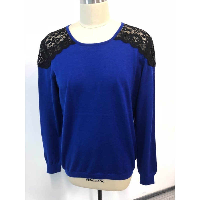 Merino Wool Fashion Lace Long Sleeve Keyhole Womens Pullove Sweater – Knitwear and Clothing price|S