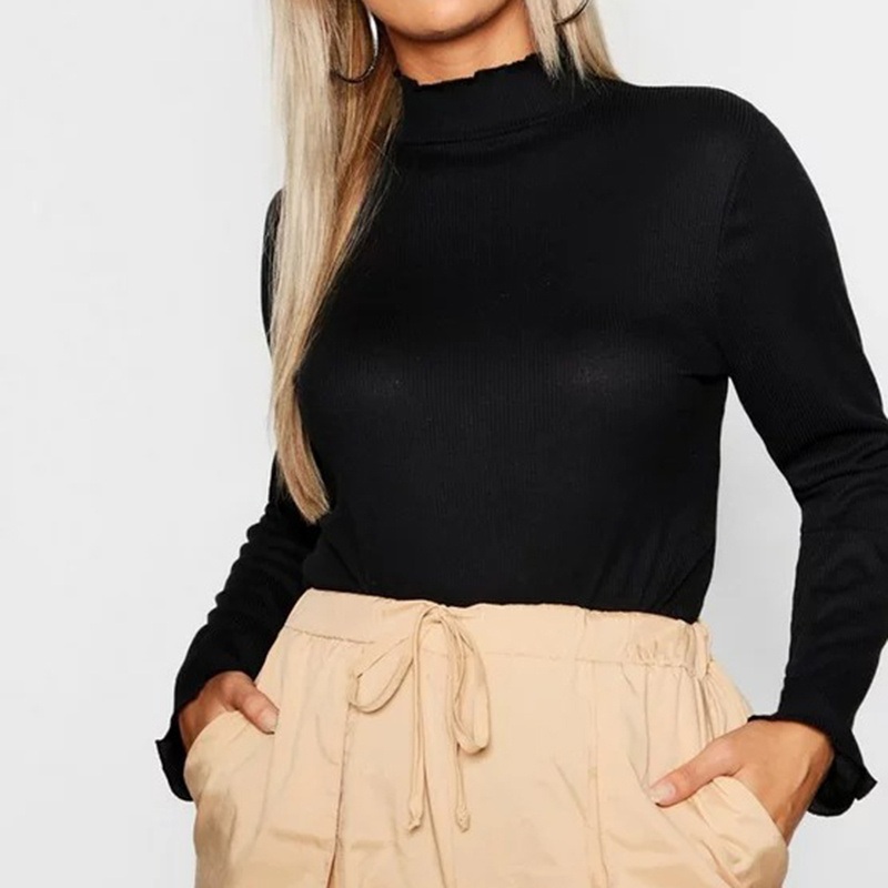 Plus Rib High Neck Lettuce Hem Sweater – Women and Plus price|S