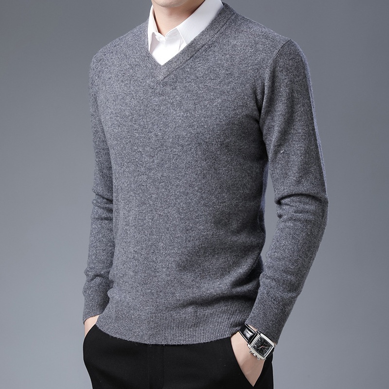 Pure Wool Sweater Men S Sweater V-Neck Pullover Men – Clothes and Clothing price|S