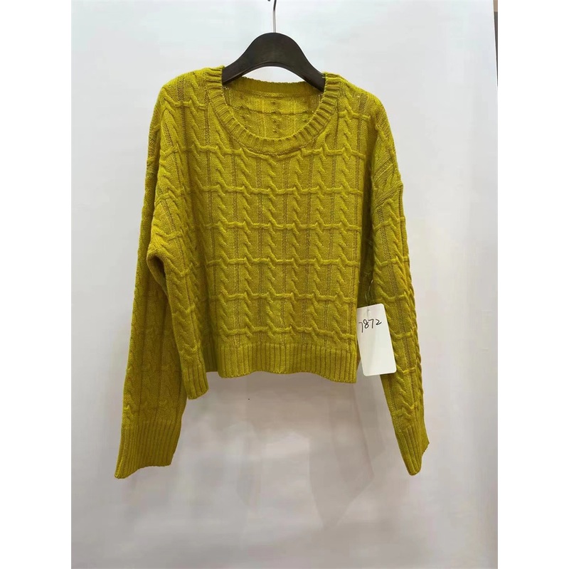 Short Women Elegant Pullover Knitted Clothing Winter Long Sleeve Top Street Loose Jacquard Sweater – Ladies Sweater and Pullovers price|S