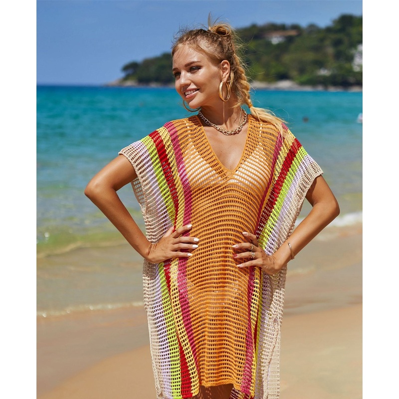 Summer New Cross-Border Beach Smock Hollowed out Knitted Sexy Bikini Smock Women Sun Protection – Hoodies and Sweater price|S