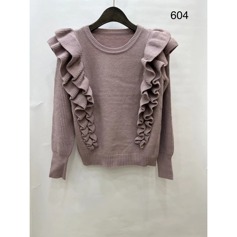 Womens Fashion Knitted Round Neck Pullover Long Sleeve Slim Fit Pullover with Lace Design – Knitted Pullovers and Sweater Top price|S