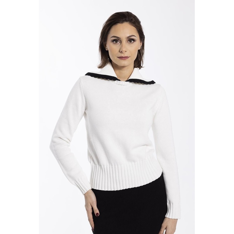 2022 Ladies Fashion Knitted Special Shawl Neck Long Sleeve Pullover Sweater – Womens Pullover and Womens Knitwear price|S