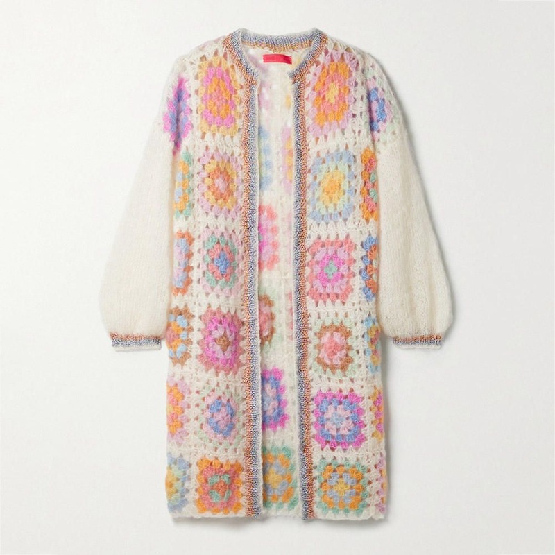 2023 Custom Stylish Mohair Cardigan Women Granny Square Crochet Floral Ladies Knitwear Long Sleeve Luxury Women Crochet Sweater – Knitwear and Designed Dress price|S