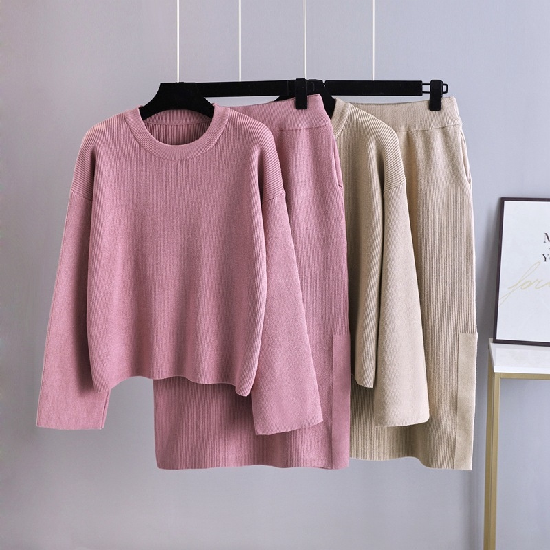 Autumn Knit Sweater Suit Two Piece Knitting Skirt Women Fashion Elegant Thin High Quality Crew Neck Sweaters – Woman Sweaters and China Sweater Manufacuturer price|S
