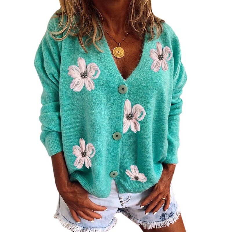 Best Aquamarine Embroidered Long Sleeve Plus Size Cardigan – Cardigan 2021 and Cardigans for Womens price|S, S, M, L, XL, XXL
