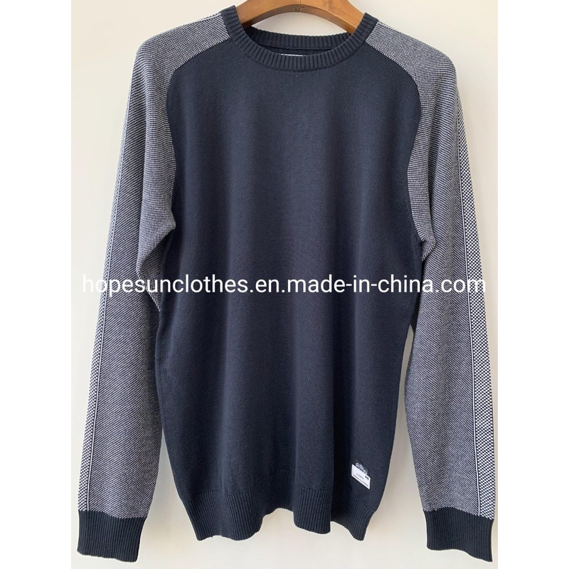 China Factory Men Jacquard Cotton Crewneck Raglan Sleeve Pullover Knitwear Sweater – Sweater and Knitwear price|S