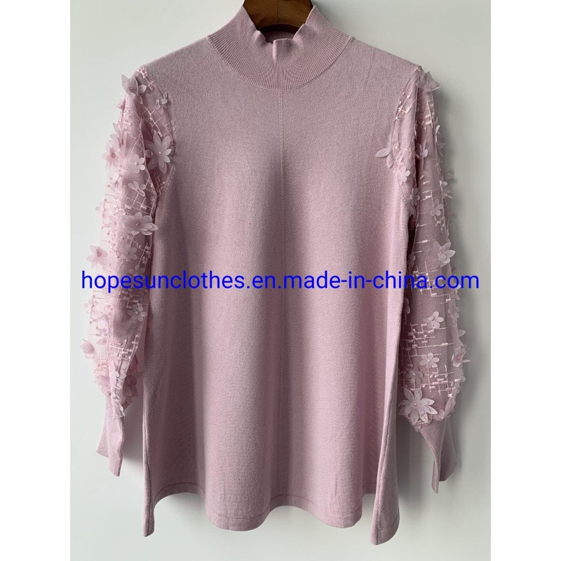 China Factory Woman Viscose Lace Long Sleeve Pullover Knitwear Sweater – Sweater and Knitwear price|S