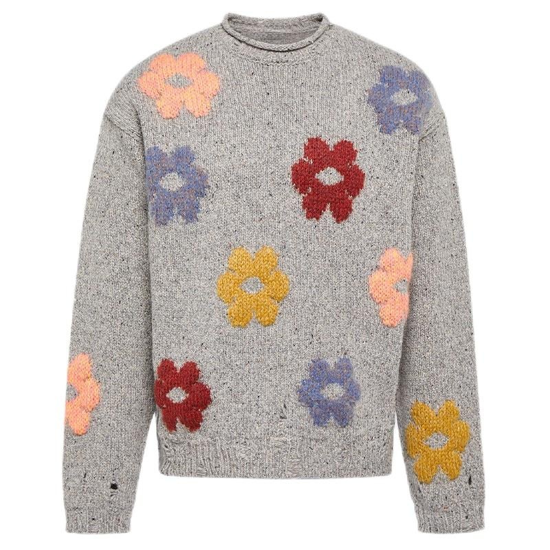 Custom 100% Cotton Pullover Manufacturing Wholesale 3D Floral Jacquard Men Clothing Sweater – Men Sweater and Custom Cotton Sweater price|S/M/L/Customized Size