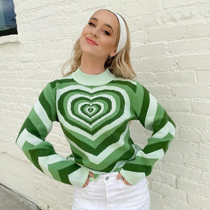 Factory Custom Oen ODM Clothing Stripe Color Matching Long Sleeve Knitting Jacquard Pullover Women Pullover – Pullover Sweater and Women Sweater price|S