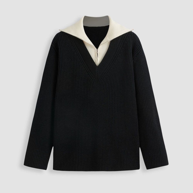 Fashion Ladies Clothing Customised Wholesale Zip Neck Pullover Sweater – Customized Factory Sweaters and Womens Cardigan Sweater price|S/M/L/Customized Size