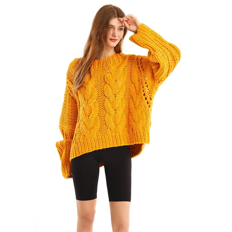 Handmade Heavy Chunky Long Sleeve Women Fashion Cable Pullover Sweater – Clothing and Apparel price|S