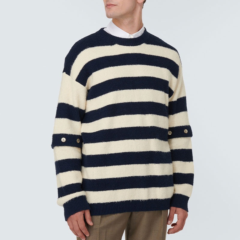 High Quality Customized Knit Mens Sweater Button Design Vintage Pullover Mens Striped Sweater – High Quality Mens Sweater and Customized Round Neck Sweater price|S, S/M/L/Customized Size