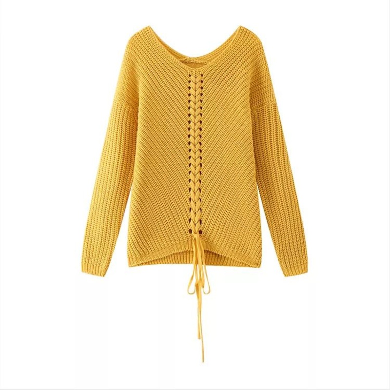 Knitwear Manufacturer Custom Ladies Loose Solid Color Long Sleeve Braided Pullover Knitted Sweater for Women – Braided Pullover and Casual Sweater price|S