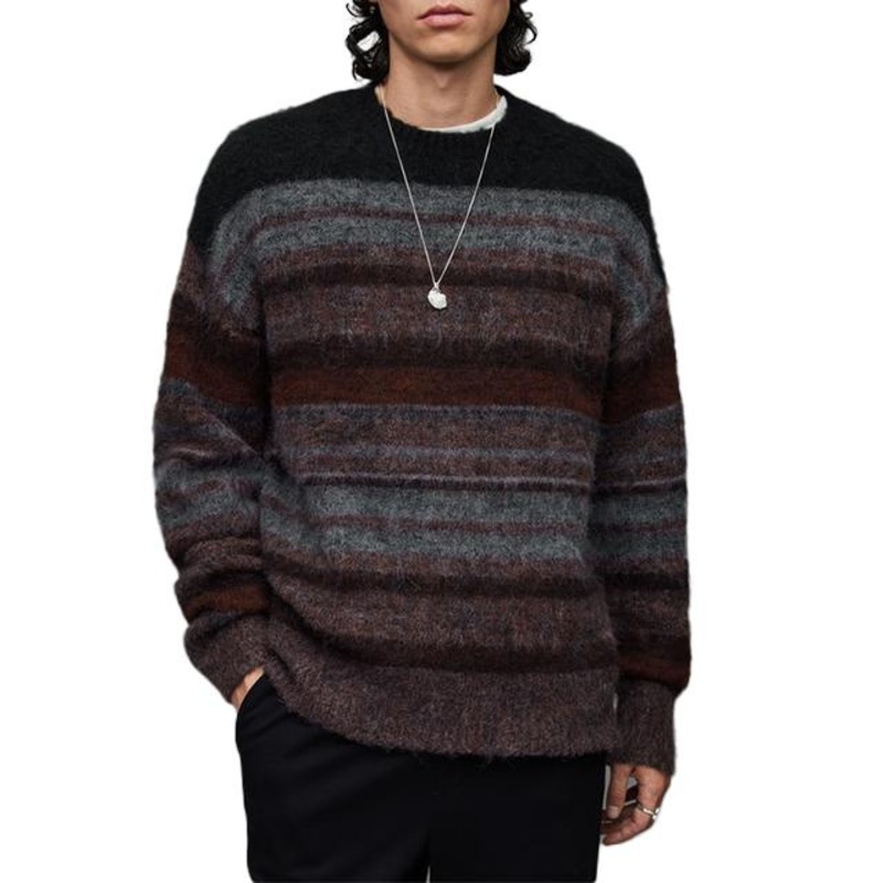 Loose Casual Knit Tops Mens Clothes Jacquard Pullover Long Sleeve Custom Mohair Sweater – Customized Factory Sweaters and Pullover Sweater price|S/M/L/Customized Size