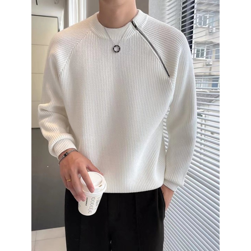 Men Pure Colour Sweater Knitwear Zipper Soft Slim Fashion Long Sleeve Pullover – Men Pure Colour Sweater and Men Sweater price|S, All Size