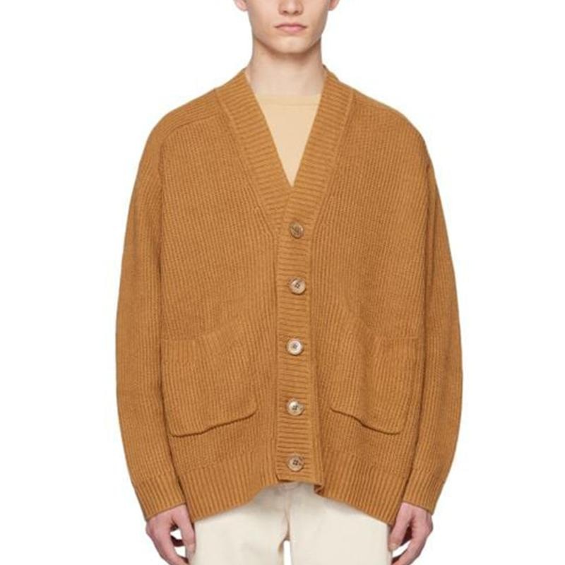 Multi-Color Customizable Rib Knit Cardigan Men Pullover V-Neck Single-Breasted Sweatshirt Men Jacket with Pockets Mens Coat – Mens Sweater and Striped Sweater price|S, S/M/L/Customized Size
