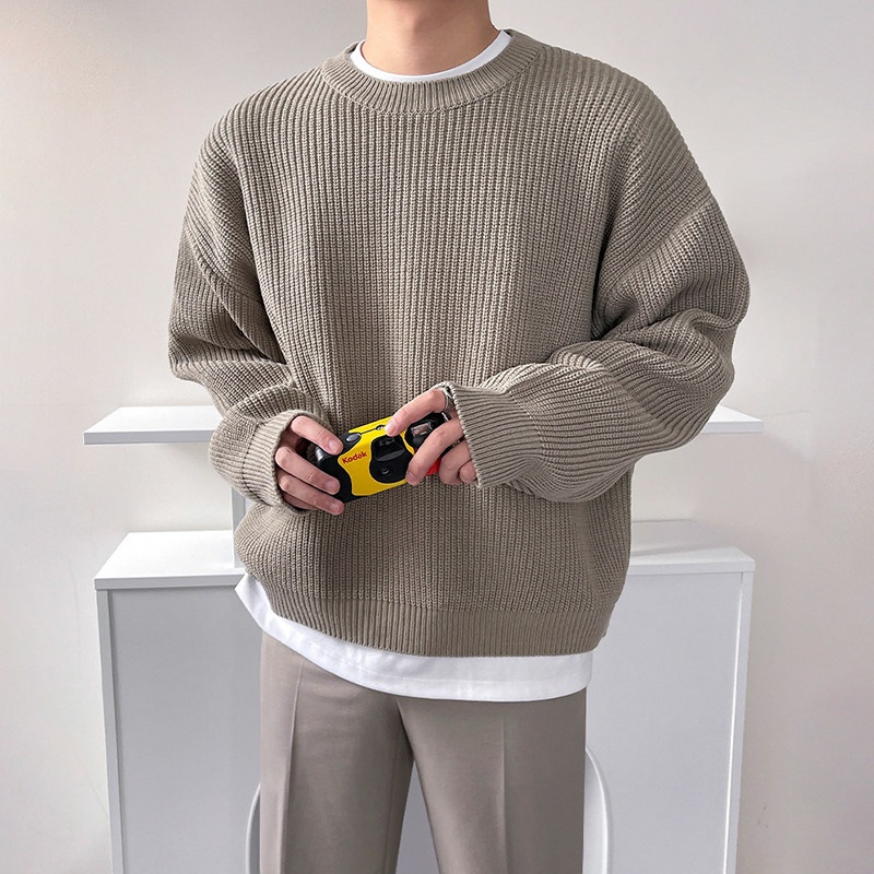 OEM Custom Autumn Winter Solid Color Casual Men Knitted Pullover Cotton O-Neck Sweater/Coat – Sweater and Mens Sweater price|S