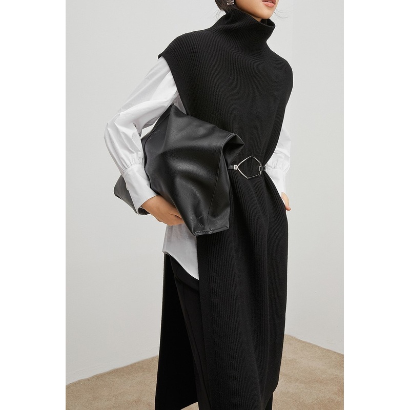 OEM Design Women Customized Fashion Vintage Cuasual Black Long Sweater Dress – Knit Sweater and Sweater Dress price|S