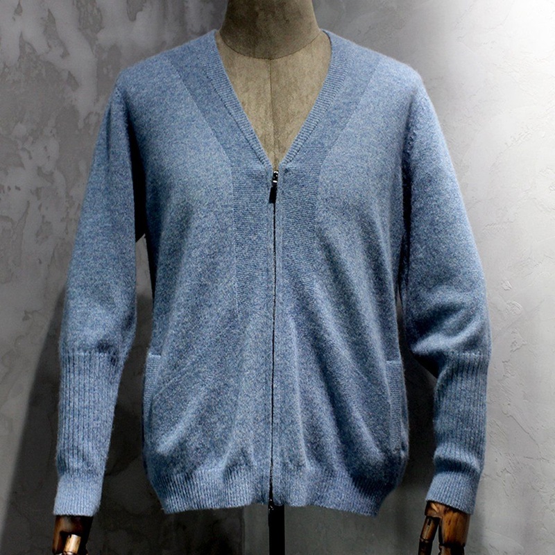 Pure Cashmere Wool Mens V-Neck Cardigan Knitted Sweater – Men Hoodie and Hoodies price|S