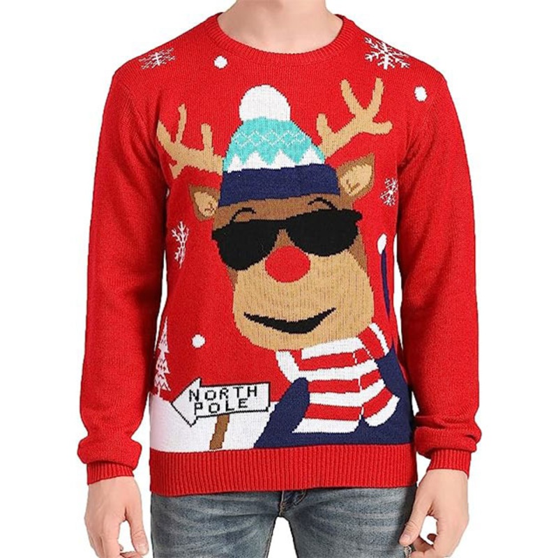 Ugly Mens Crew Neck Knit Pullover Family Clothes Wholesale Holiday Jacquard Christmas Sweater – Customized Factory Sweaters and Ugly Christmas Sweater price|S/M/L/Customized Size