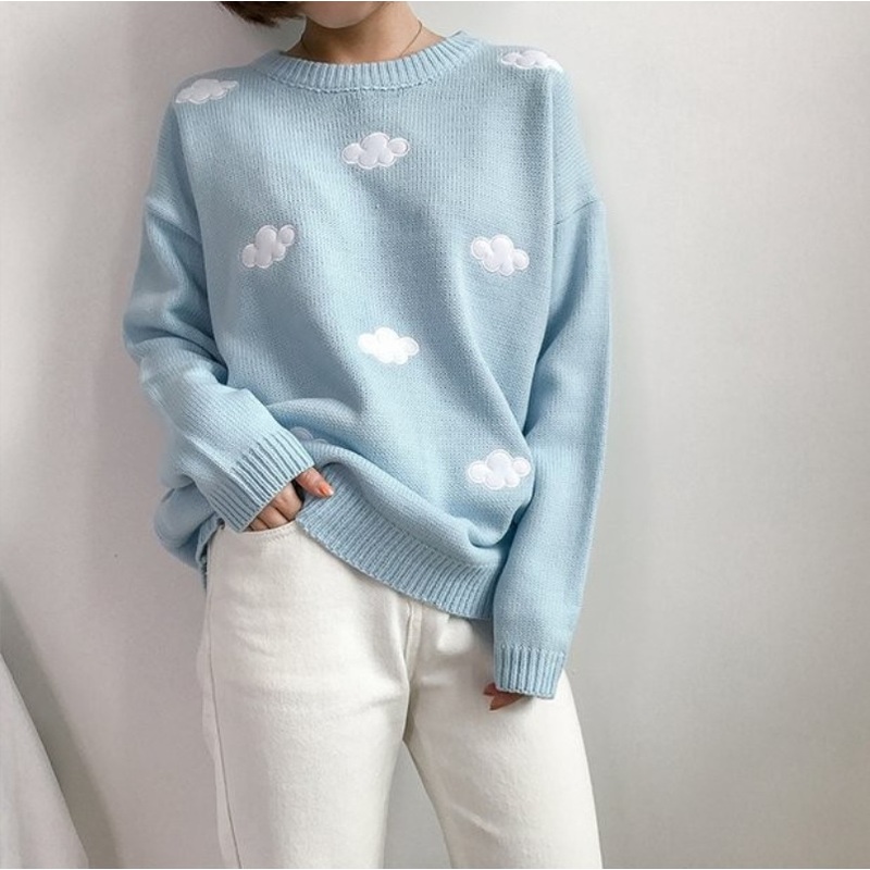 Winter New Clouds Pattern Design Women Clothing Loose Fashion Custom Knit Pullover Jacquard Sweater – Custom Knit Sweater and Jacquard Sweater price|S