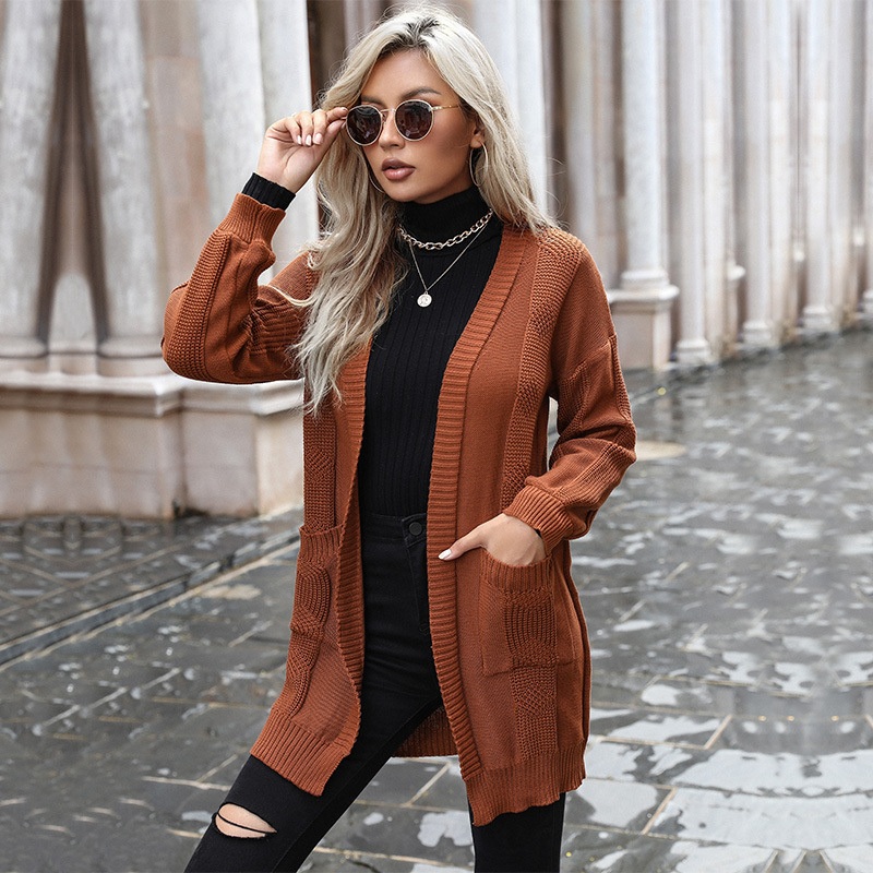 Women S Cardigan Long Sleeve Knitted Sweater V Neck Tops MID Length Casual Loose Jacket – Long Sleeve Tops and Knitted Jumper Jacket price|S, S, M, L