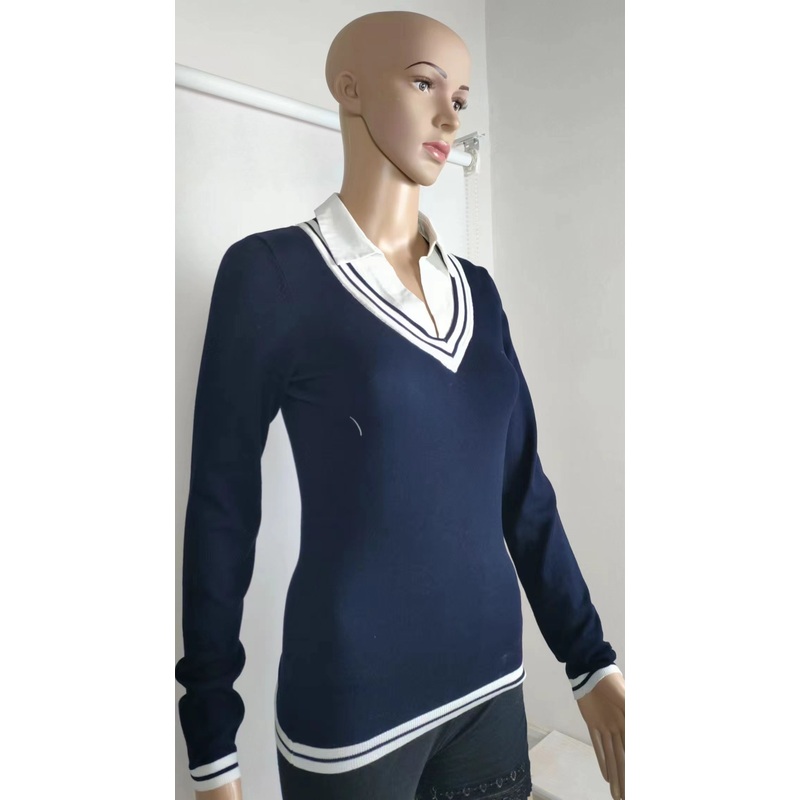 Womens Long Sleeve Contrast Collared Shirts Patchwork Work Blouse Tunics – Women Fashion and Women Clothes price|S
