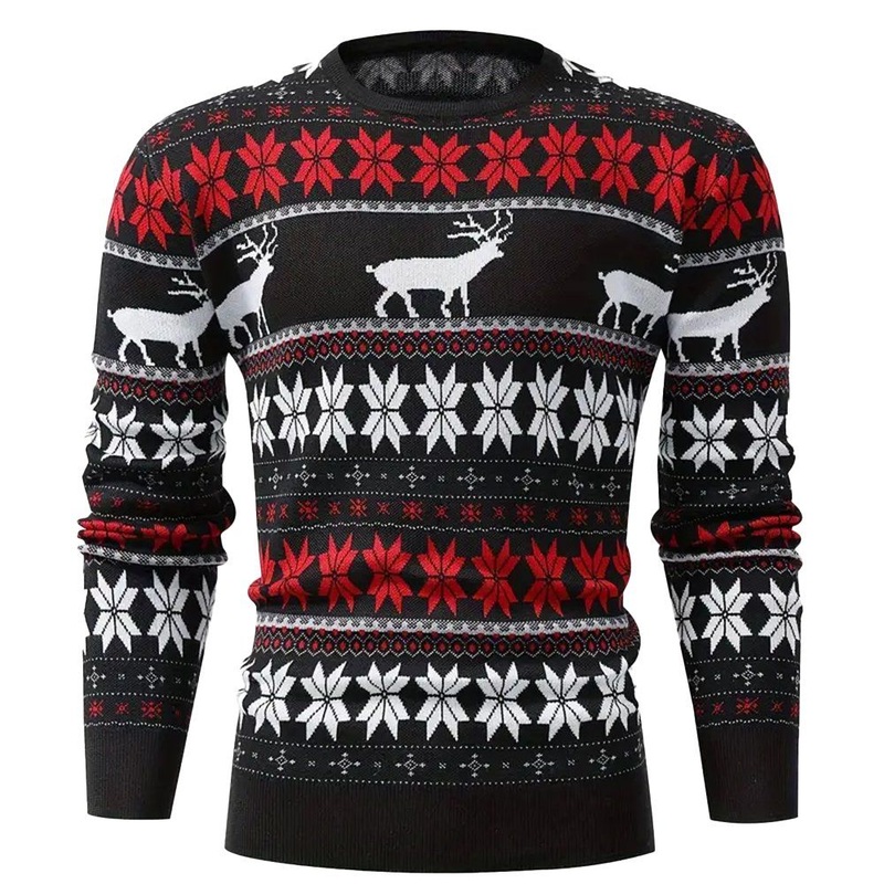 Xmas Custom Mens Winter Clothing Wholesale Jacquard Pullover Christmas Sweater – Mens Custom Christmas Sweater and Winter Loose Sweatshirt Wholesale price|S/M/L/Customized Size