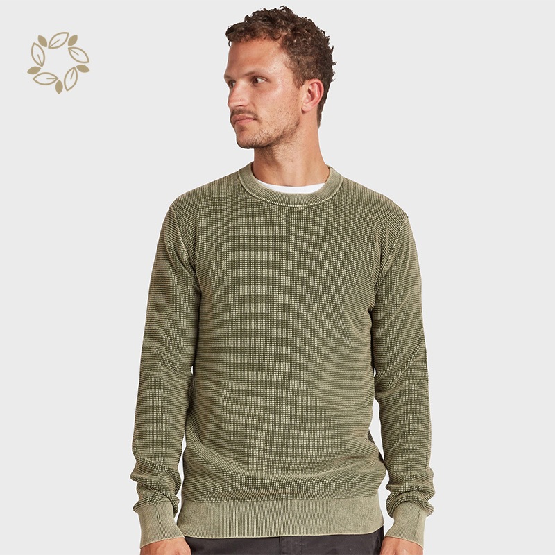 100% Organic Cotton Knit Sweater for Men Eco Friendly Crew Knit Men S Sweater Sustainable Textured Stitch Crew Knit Jumper – Sweater and Knit Crewneck price|S