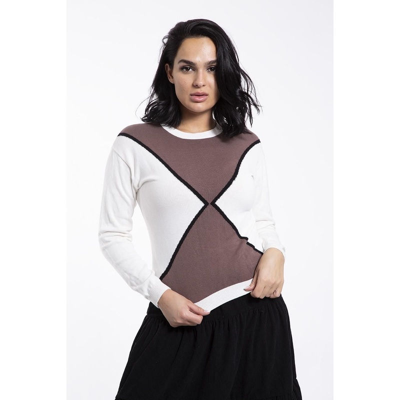 2022 Ladies Fashion Jacquard Patterned Round Neck Pullover Sweater – Womens Pullover and Womens Knitwear price|S