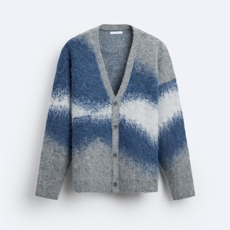 Brand Custom Mens Clothing Warm Winter Jumper V-Neck Sweater Jacquard Cardigan – Mens V-Neck Cardigan and Casual Loose Knit Jacket price|S, S/M/L/Customized Size