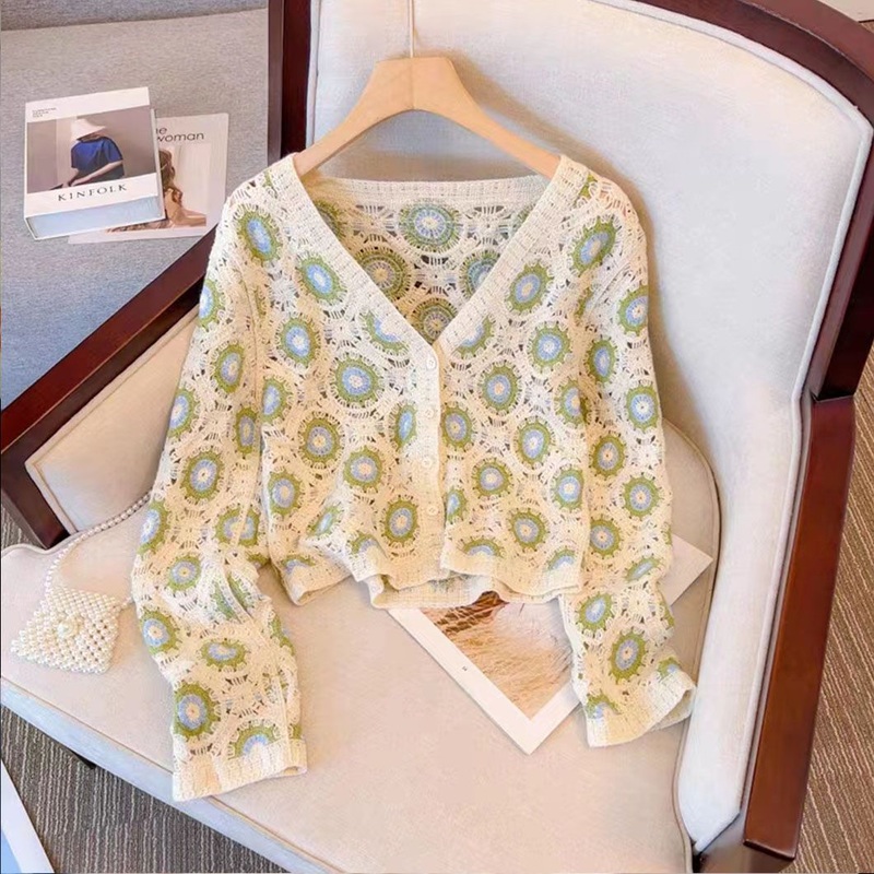 Fashion Machine Crochet Knitted Sweater V-Neck Cardigan Pattern Women Clothing – Knitwear and Crochet Sweater price|S